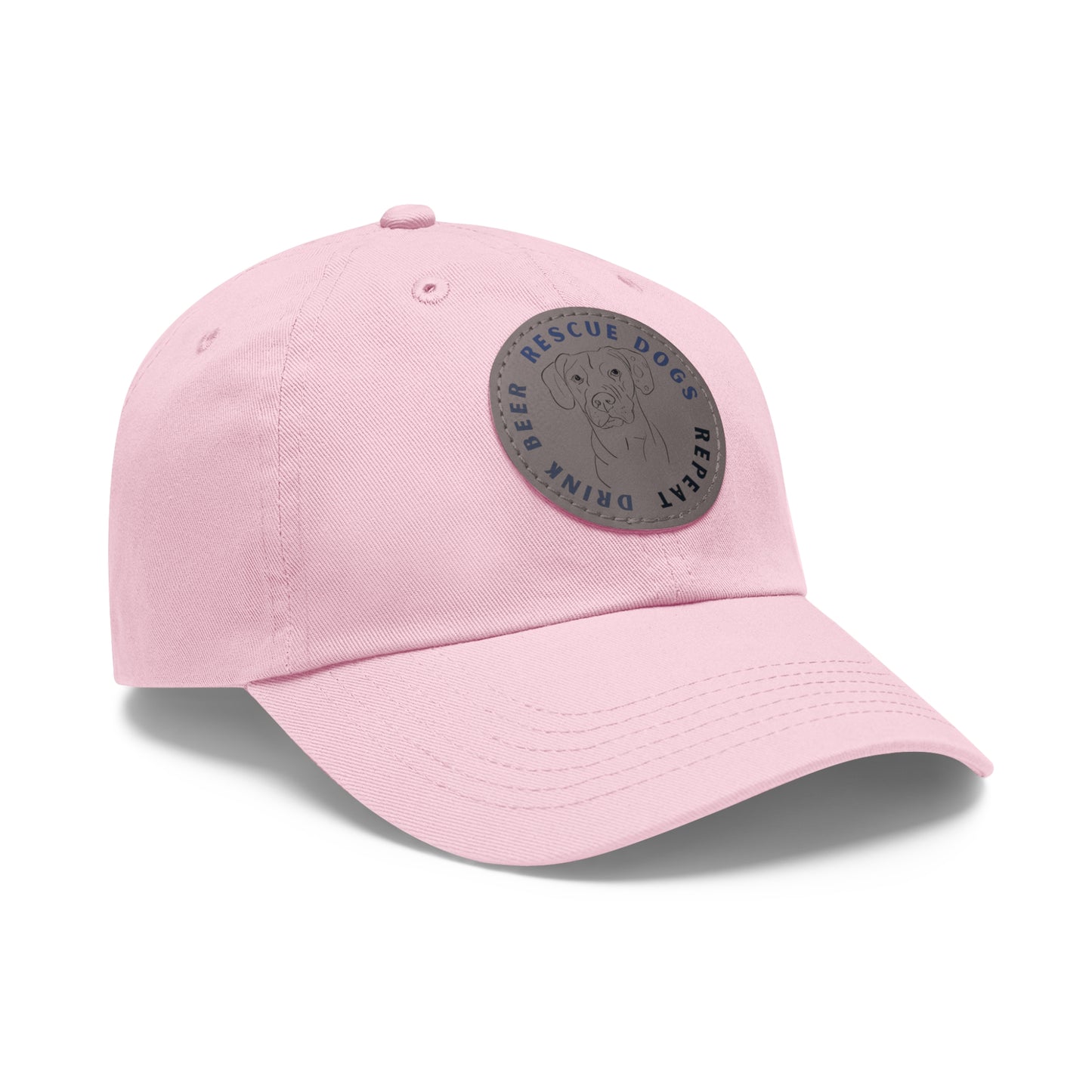 Winston Drink Beer. Rescue Dogs. Repeat. Dad Hat with Leather Patch (Round)