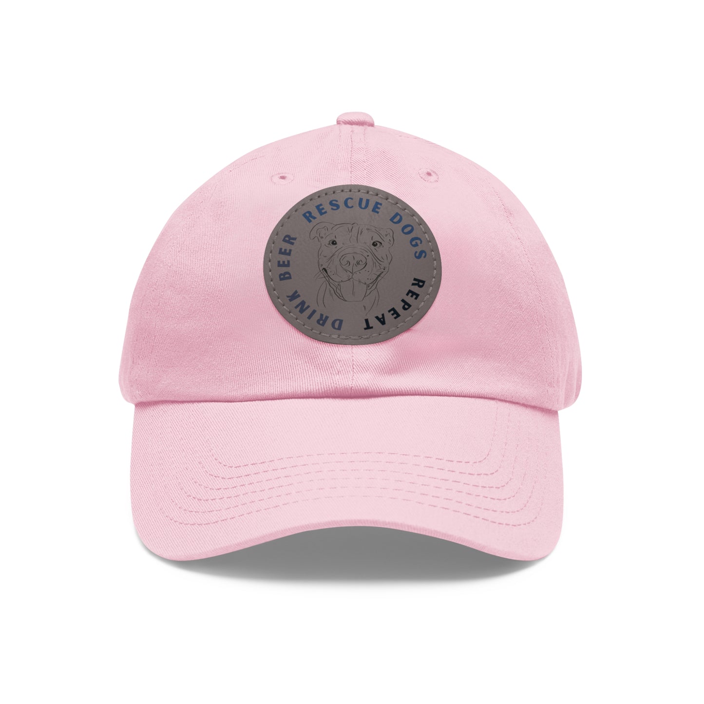 Honey Drink Beer. Rescue Dogs. Repeat. Dad Hat with Leather Patch (Round)