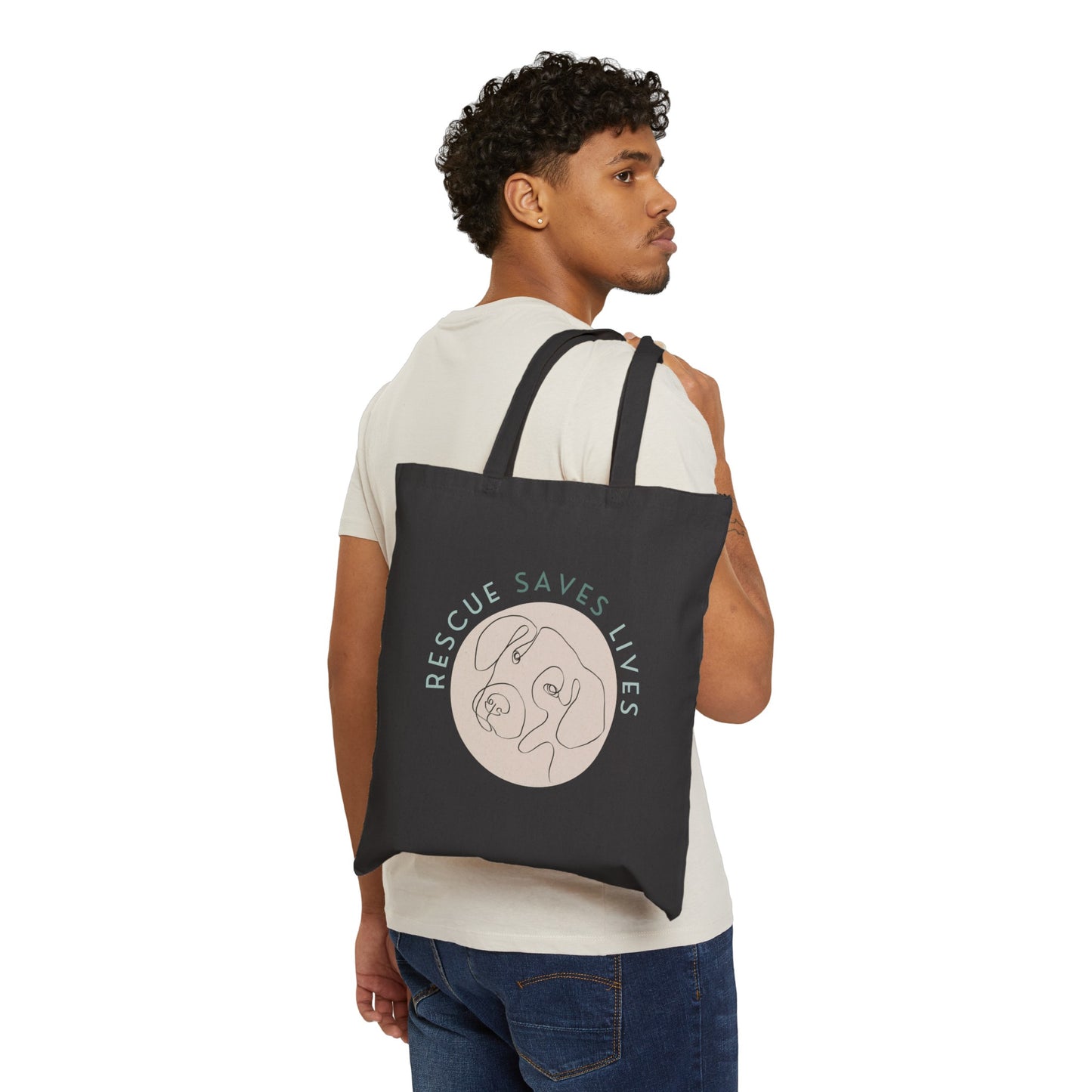 RESCUE SAVES LIVES Cotton Canvas Tote Bag