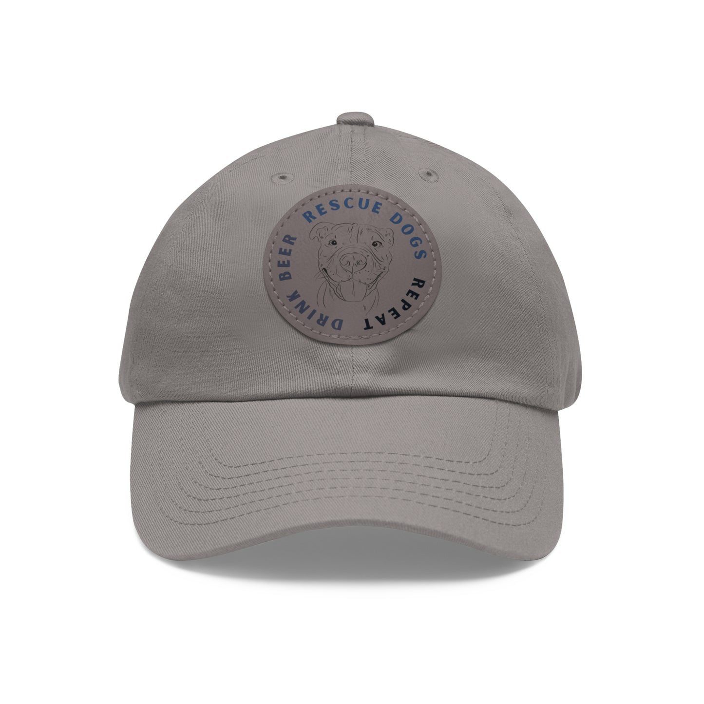 Honey Drink Beer. Rescue Dogs. Repeat. Dad Hat with Leather Patch (Round)