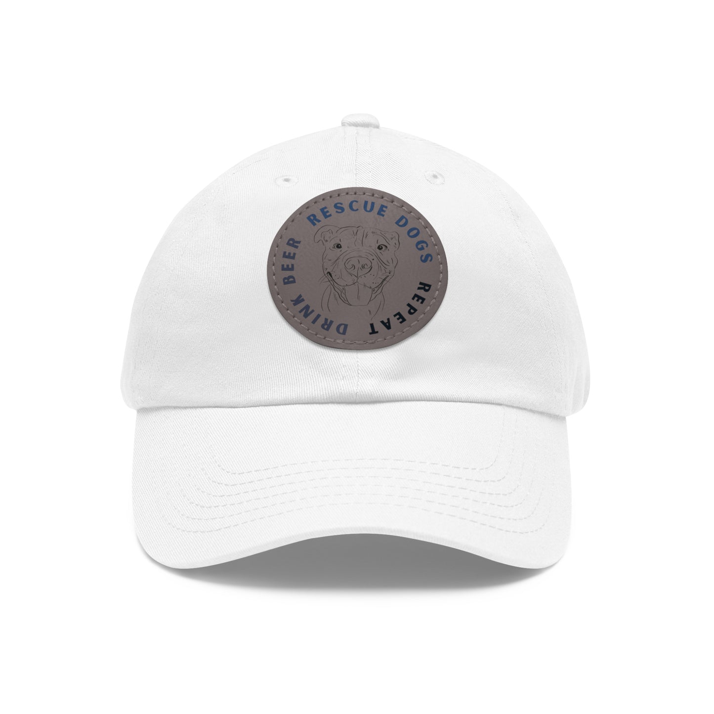 Honey Drink Beer. Rescue Dogs. Repeat. Dad Hat with Leather Patch (Round)