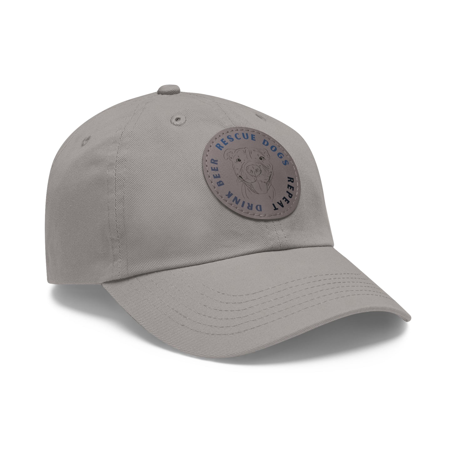 Honey Drink Beer. Rescue Dogs. Repeat. Dad Hat with Leather Patch (Round)